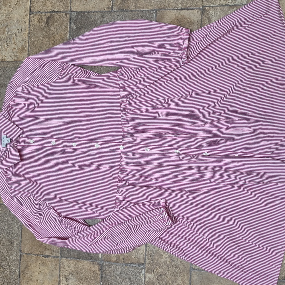 Womens JCrew Pink White Striped Button Down Shirt Dress Size 6